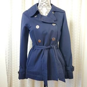 Fillmore California Studio Blue Belted Trench Coat Casual Size Small